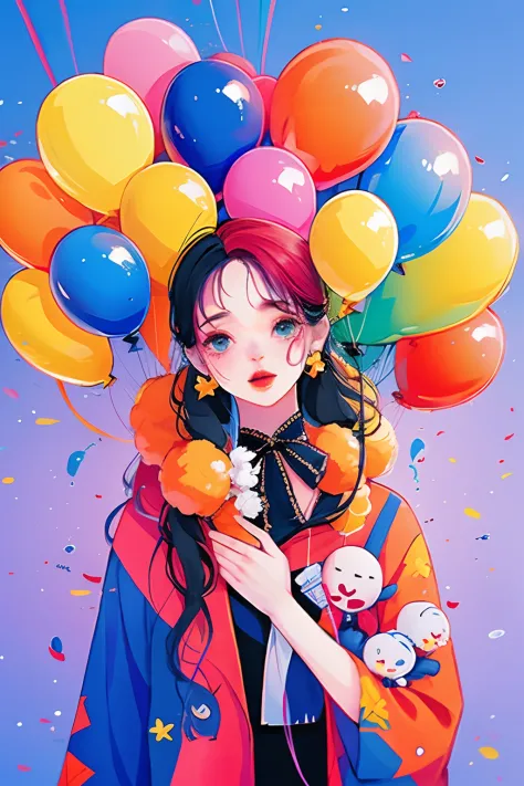 yxycolor，1girll， balloons