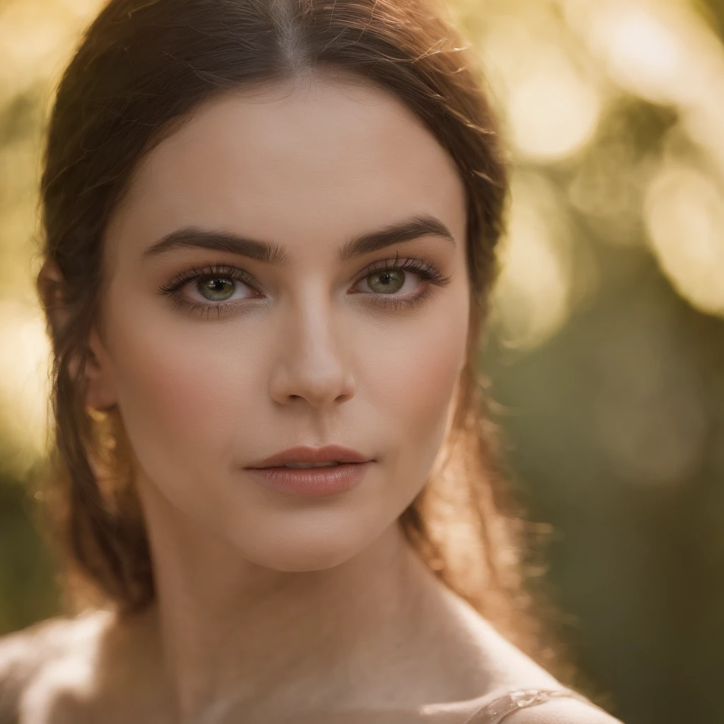 A close up of a woman with a brown dress and a necklace - SeaArt AI