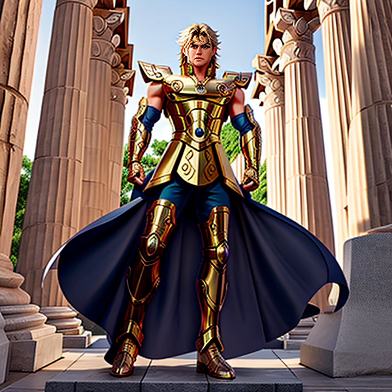 masterpiece, best quality, masterpiece, detailed face, detailed eyes, full body,  Chris Hemsworth , LeoArmor, greek temple, ((anime))