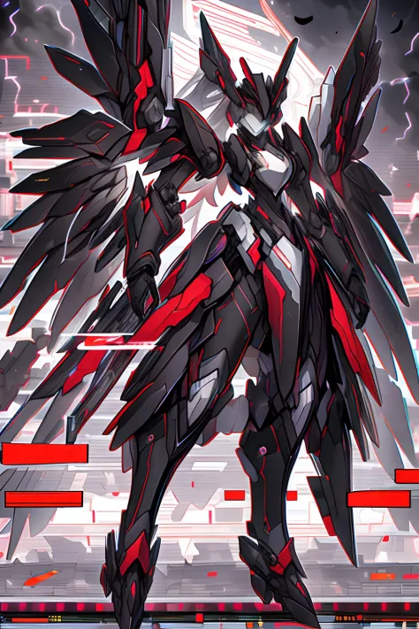 black armored bird creature, masterpiece, 4k, absurdres,yugioh style
yugioh monster
glowing
outline
,whirlwind of feathers background,black mechanical wings,dark clouds, lightning,, highly detailed CG unified 8K wallpapers, 8k uhd, dslr, high quality, ((a ...