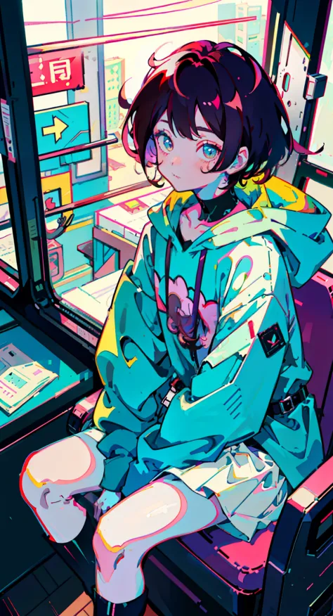 anime girl sitting on a bus , kawacy, best anime 4k konachan wallpaper, sitting at his desk, detailed key anime art, 4 k manga w...