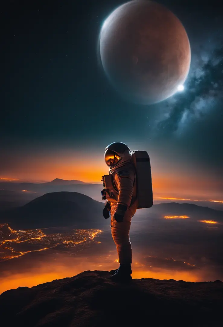 Astronauta brasileiro, na lua, centralizado, 8k