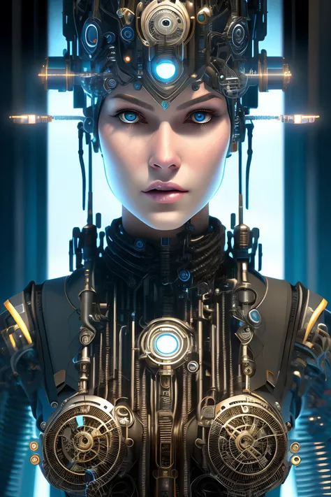 full body cyborg| full-length portrait| detailed face| symmetric ...