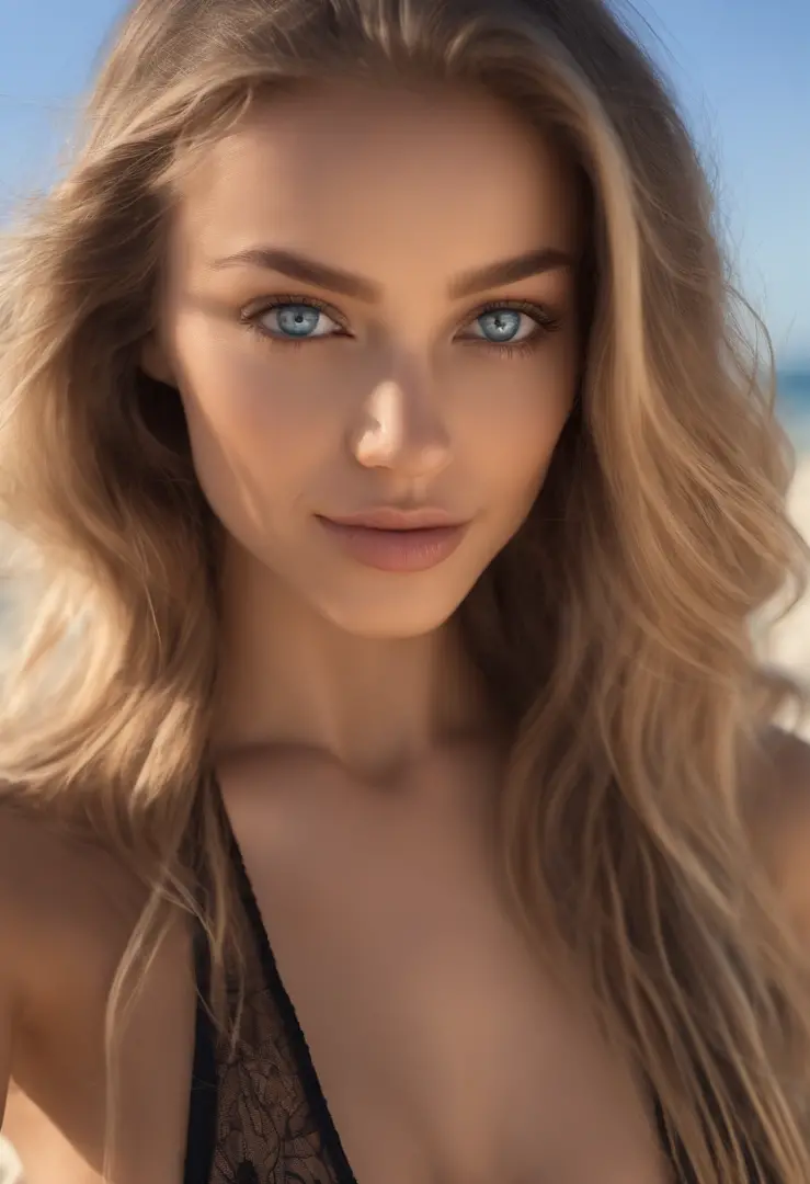 arafed woman fully , sexy girl with blue eyes, ultra realistic, meticulously detailed, portrait sophie mudd, blonde hair and large eyes, selfie of a young woman, squinty eyes, violet myers, without makeup, natural makeup, looking directly at the camera, fa...