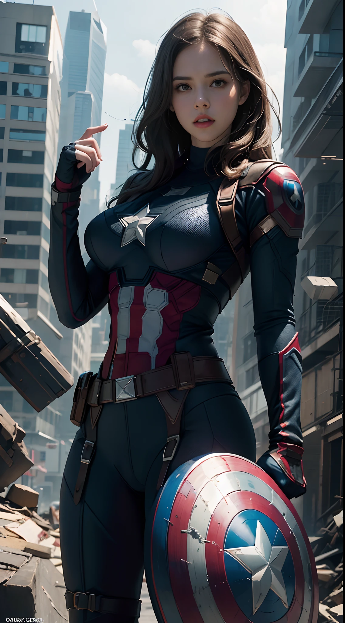 1girl, Haley atwell as Captain America (from MCU), ((wearing Captain ...