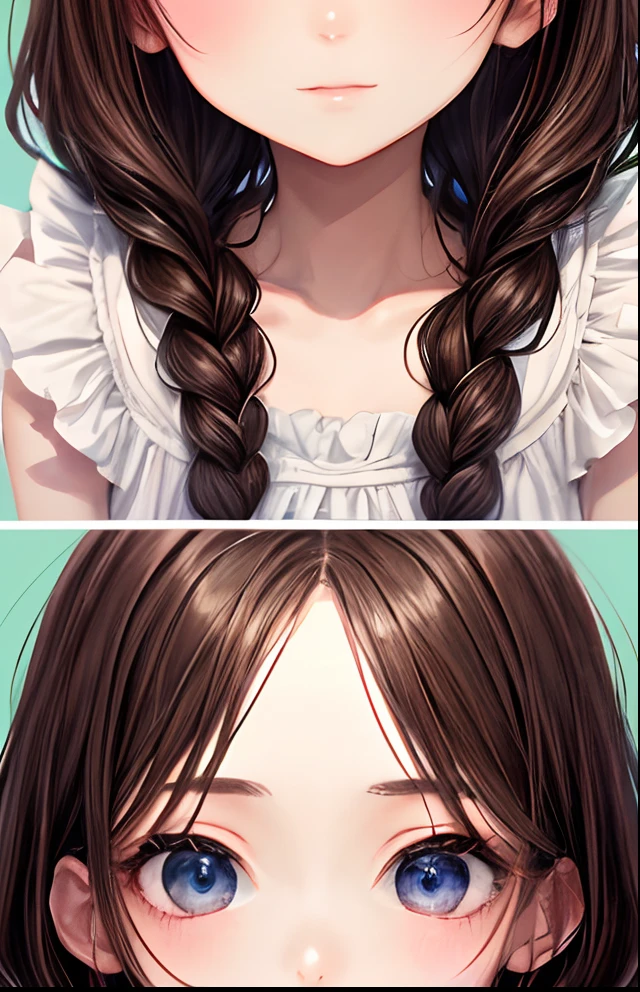 Anime girl with long hair and blue eyes and a white blouse SeaArt AI