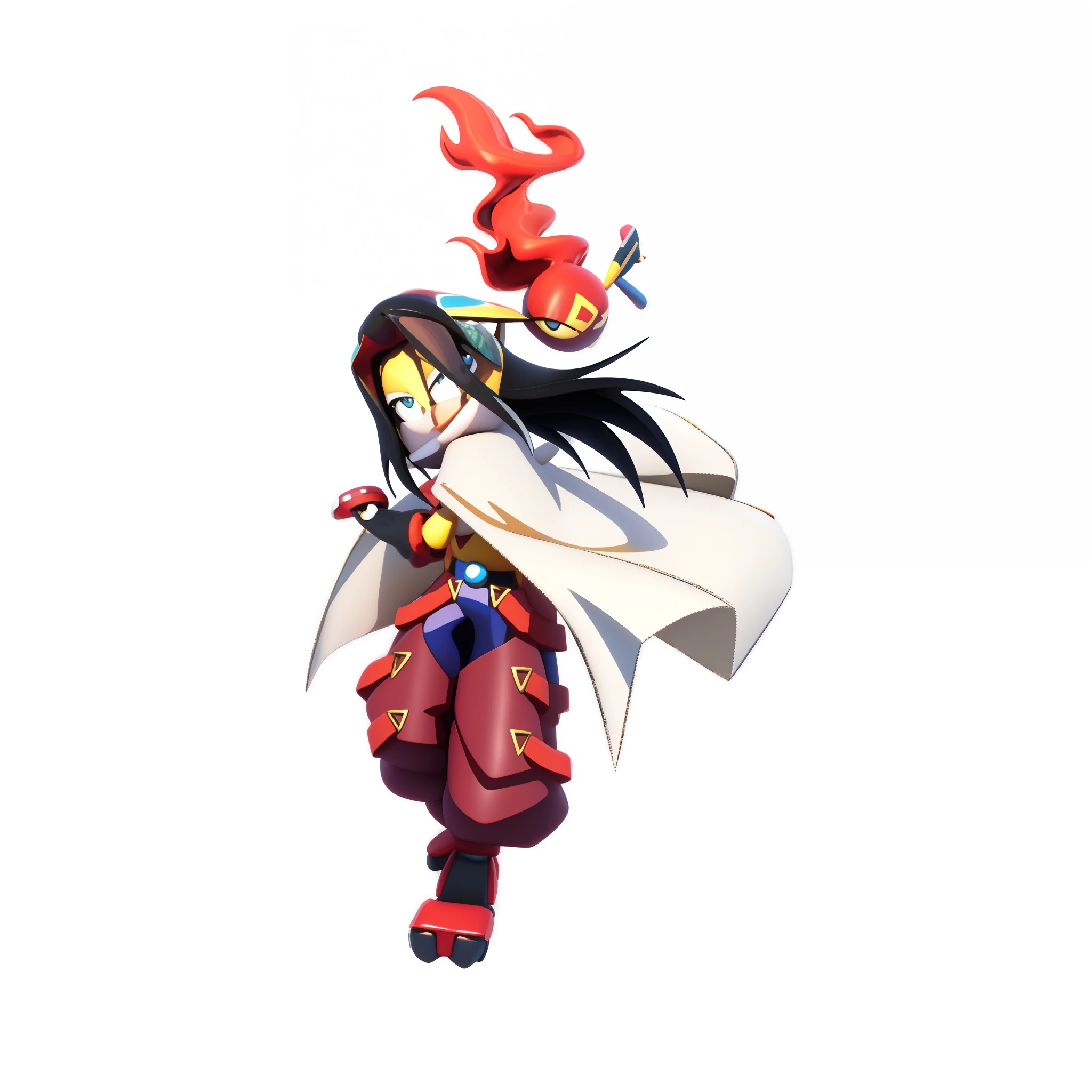 Anime character with a red and black hair and a white cape - SeaArt AI