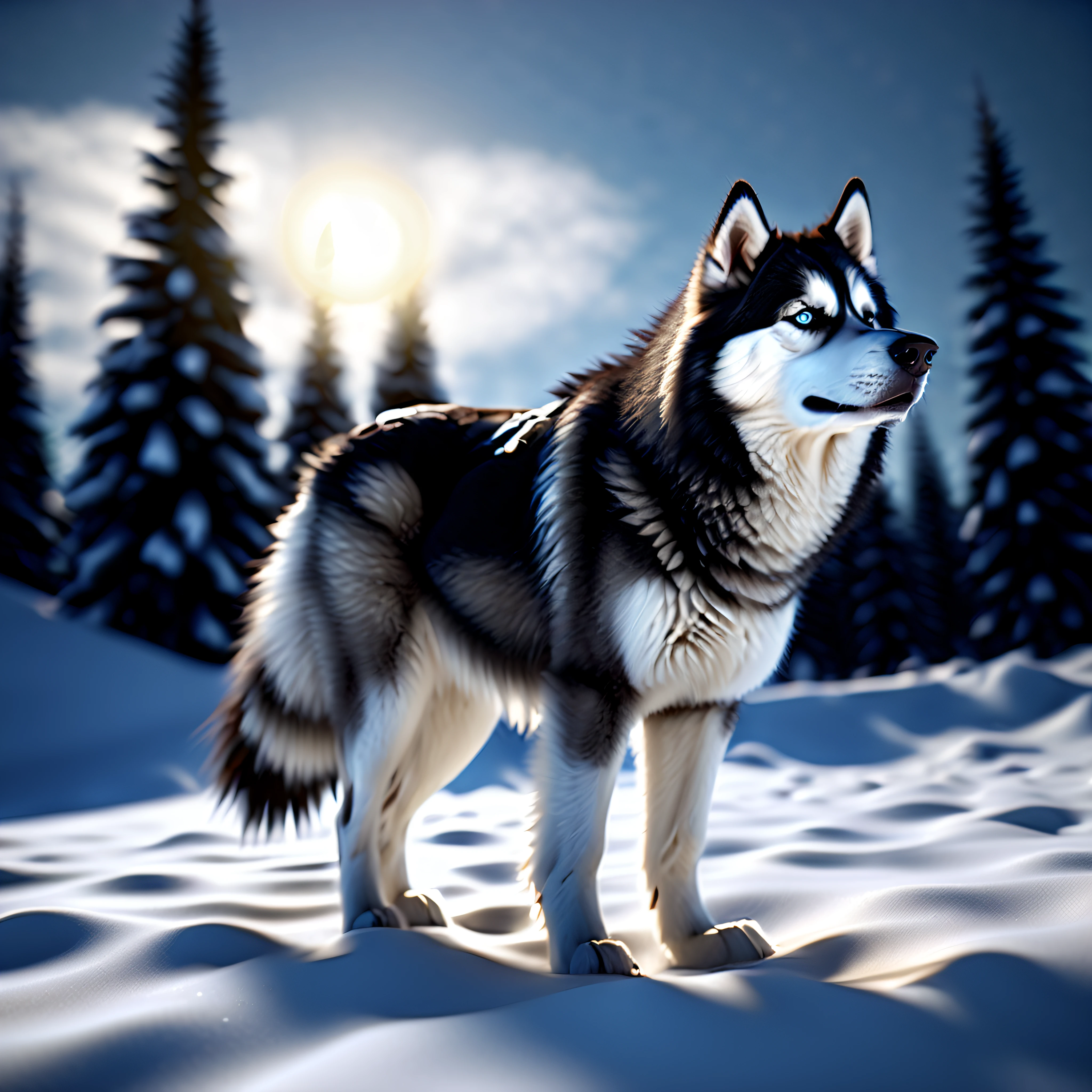 Husky Malamute howling Masterpiece epic deep path equirectangular snow mountain glacier weather snowflakes waterfall woodland night moon luminescence volumetric lightning contrast global illumination saturate ultra_high-resolution meticulously intricate analogique pro-photo-realistic ultra_high-quality ultra_high-detail optimal accurate cgi vfx sfx reflex 3dcg max color-coded extreme improved Octane_rendered UHD NVIDIA_RTX_RENDERING RAY_TRACING DLSS_3 EFFECTS_CINEMATIC XT3 64K 32K 16K 8K HDR unrealengine5 romm rgb pbr 3dcg fxaa blu-ray fkaa txaa rtx ssao enhanced ultra_sharpness