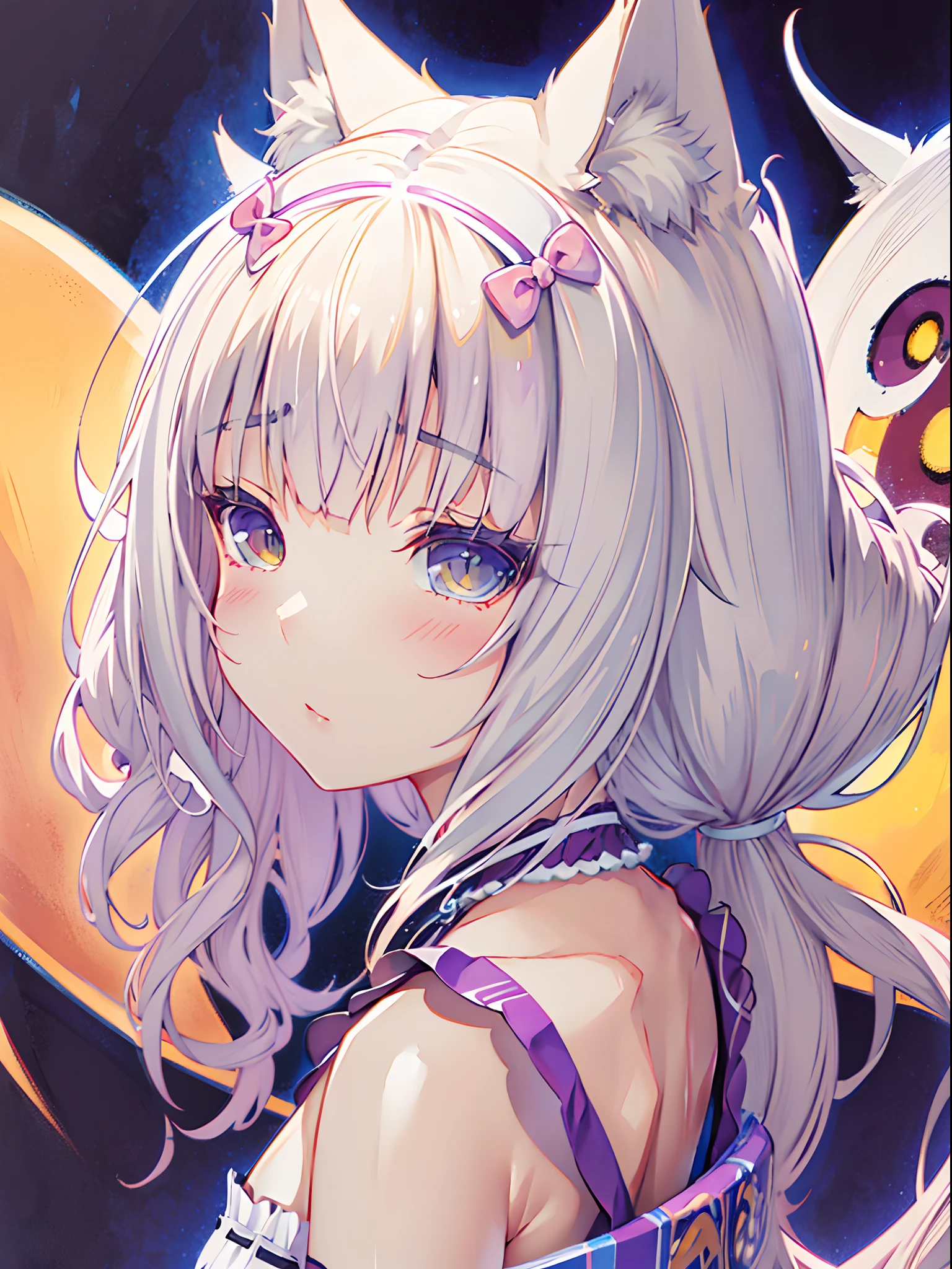 nekopara fantastically detailed eyes modern anime style art cute vibrant detailed ears cat girl neko dress portrait  shinkai makoto Studio ghibli Sakimichan Stanley Artgerm Lau Rossdraws elegant highly detailed digital painting artstation pixiv nsfw