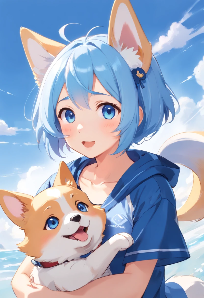 Anime girl holding pup by TombieFox on DeviantArt