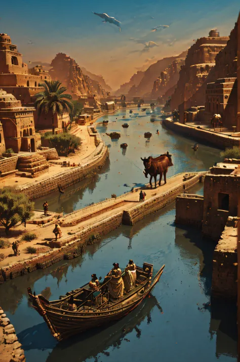 (Ultra photo realsisim, Intricate, epic cinematic scenery),(Create a photorealistic image of the landscape in the year 2500 BCE ...