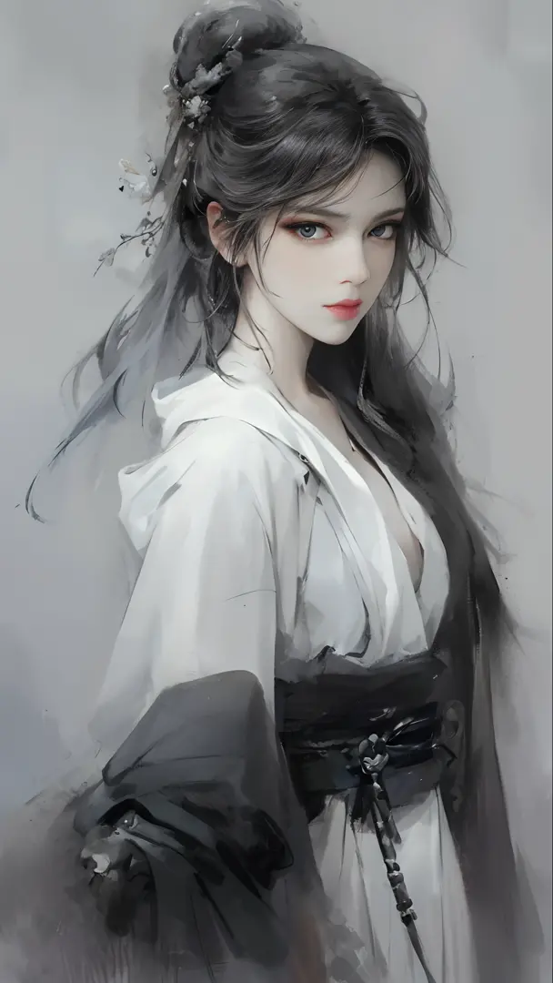 a close up of a woman with white hair and a white mask, beautiful character painting, guweiz, artwork in the style of guweiz, wh...