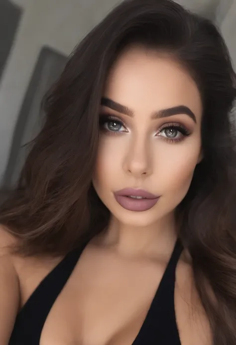 امرأة سوداء مع كبير الثدي, فتاة مثيرة ذات عيون خضراء, صورة لصوفي مود, شعر  بني و عيون كبيرة, صورة شخصية لامرأة شابة - SeaArt AI