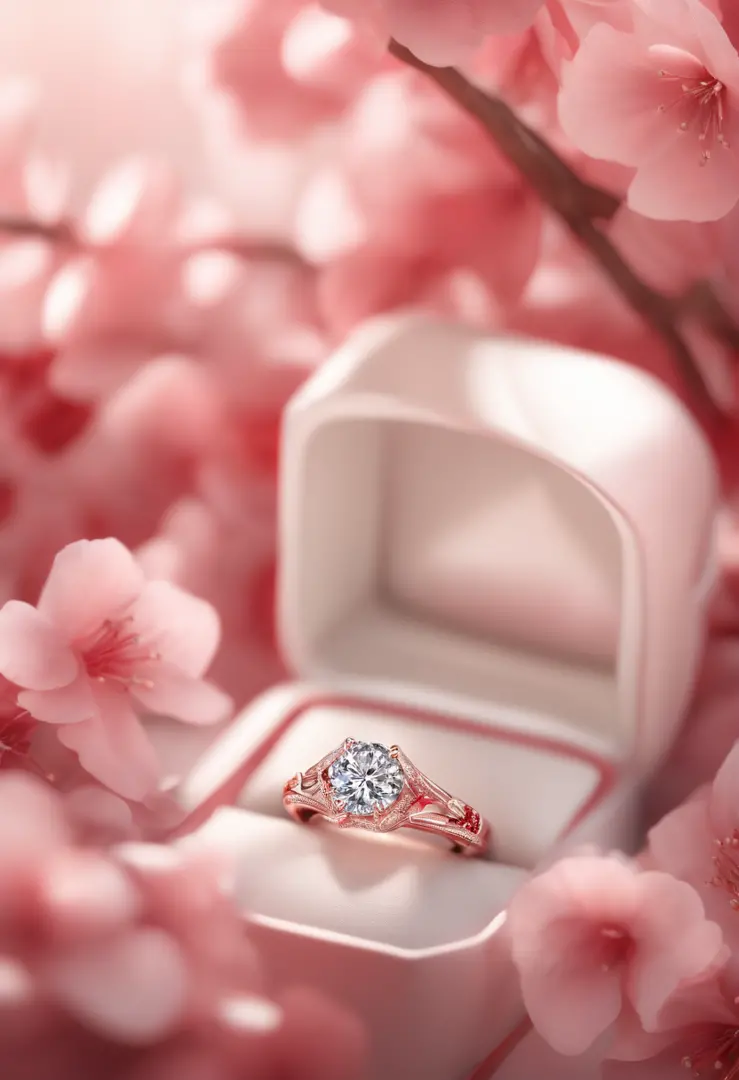 Product design, Sakura themed ring, Red dental pen, luxury goods, closeup cleavage, product-view, trending on artstationh, CGSesociety, hyper qualit, Digital art, Exquisite ultra-details, 4K, gentle illumination, Dreamy, Fashion, unreal engine rendered