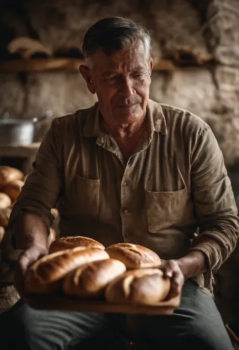 Show the life of a Bread Informs personam holding a loaf of bread and ...