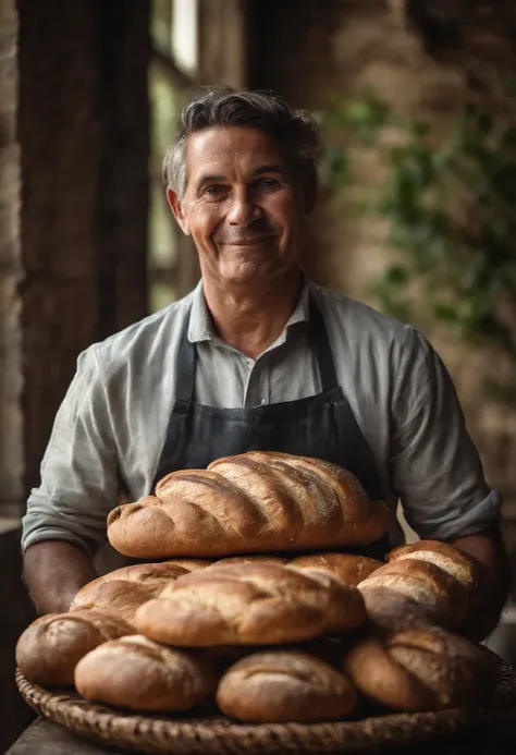 Show the life of a Bread Informs personam holding a loaf of bread and ...