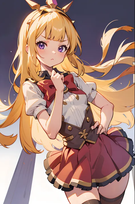 1girl, solo, character preview illustration, blonde hair, purple eyes, Cagliostro, long hair, CagliostroBase, hairband, crown, b...