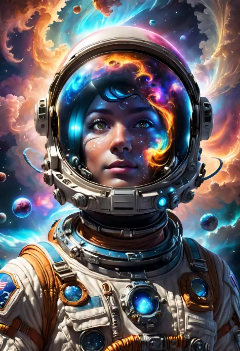 Incredible and spectacular scene，An astronaut，"((high qulity)), ((A detailed)), ((fantasy)), illustration, ssee-through(45 degre...