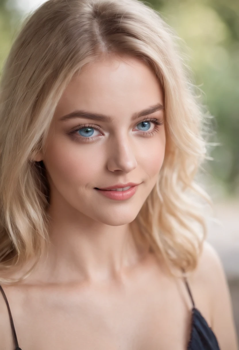 A close up of a woman with blonde hair and blue eyes - SeaArt AI