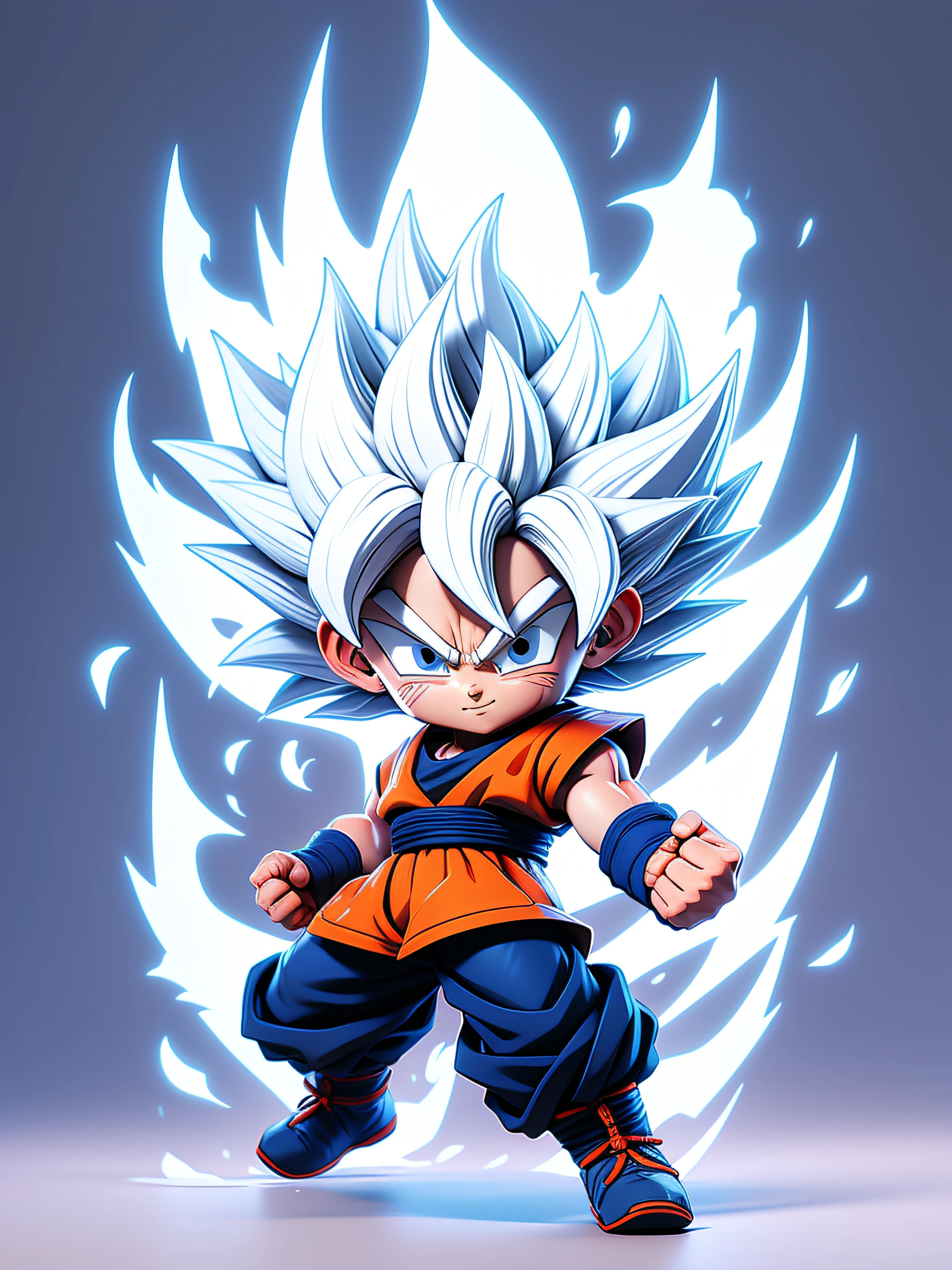 A very cute goku with a big white hair and a big white face - SeaArt AI