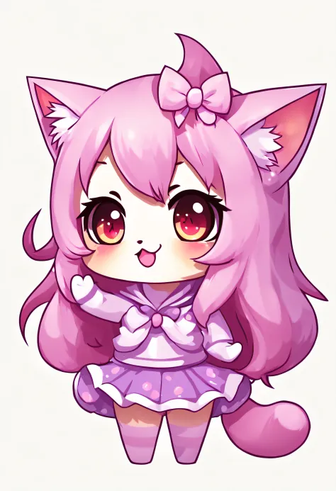 Cute Nekomimi Emotes in Pink and Lilac Colors