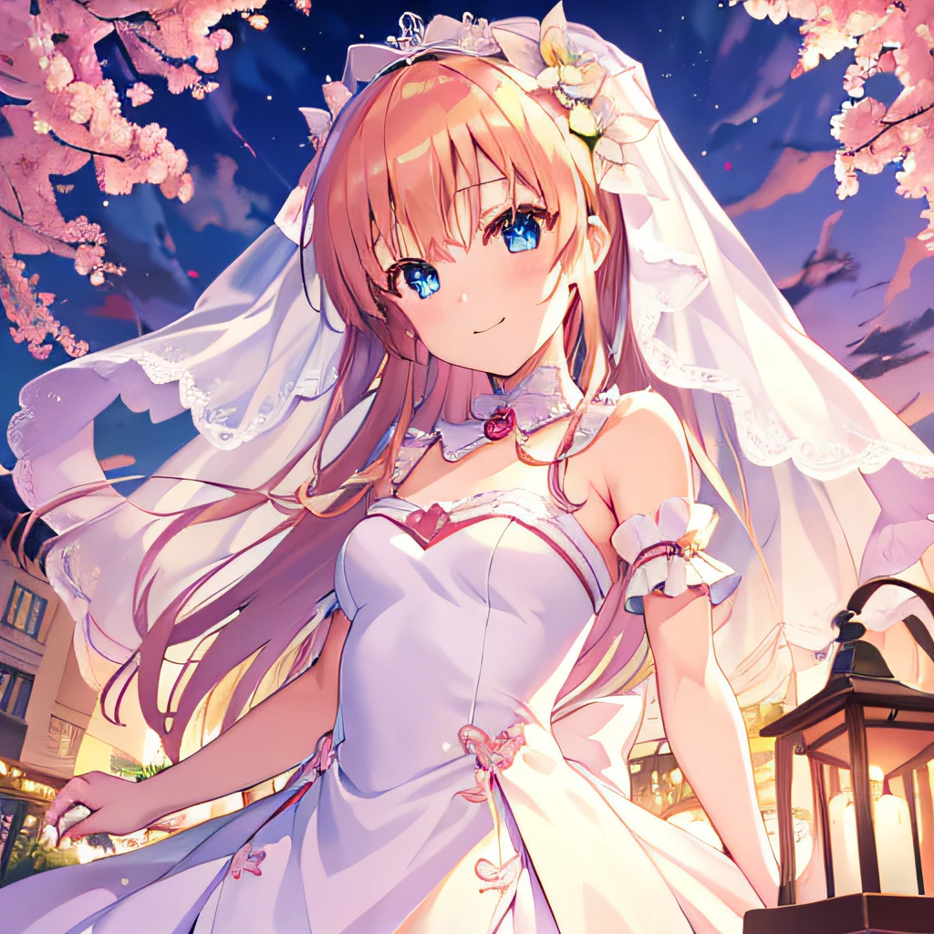 ((masutepiece)), ((Best Quality)), (Ultra-detailed), Anime style, Cute  s, 1girl in, Solo, bride, June Bride 00, ((Beautiful eyes))0, Smile