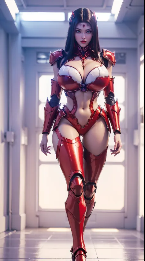 Tyran_Thai Lan, (1GIRL, ALONE, SOLO), (super detailed face), (BIG BUTTOCKS, HUGE FAKE BREAST:1.5), (CLEAVAGE:1.5), (MUSCLE ABS:1.3), (MECHA GUARD ARMS, BLUE DIAMOND CORE IN MECHA ARMOR:1.3), (RED SHINY MECHA HEAVY ARMORED, MECHA SKINTIGHT SUIT PANTS, MECHA...