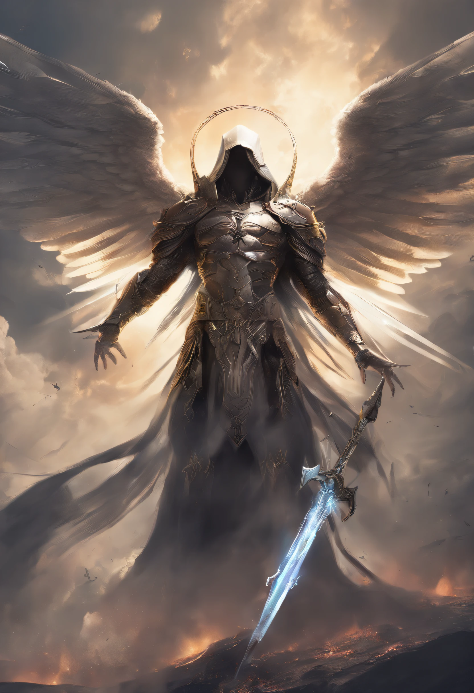 The image of God´s angles, Standing in heel with a sword in hand, Angel ...