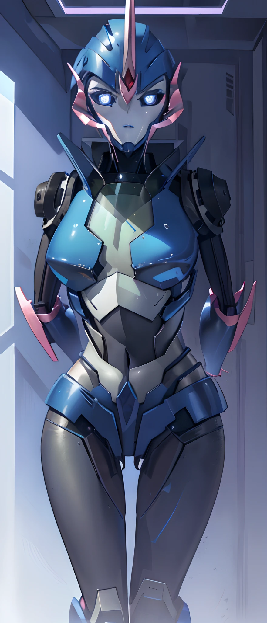 A close up of a woman in a futuristic suit with a sword - SeaArt AI