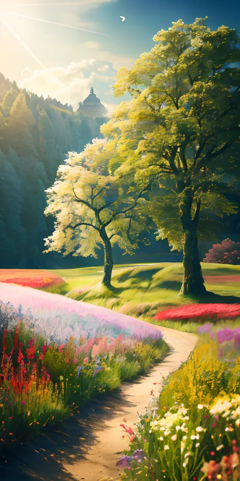 masutepiece, Best Quality, High quality, Highly detailed CG Unity 8k wallpaper, Texturelands, Trees in the ground々and grass, Summer colors, awardwinning photo, Bokeh, depth of fields, nffsw, bloom, chromatic abberation , Photorealistic, Highly detailed, Tr...
