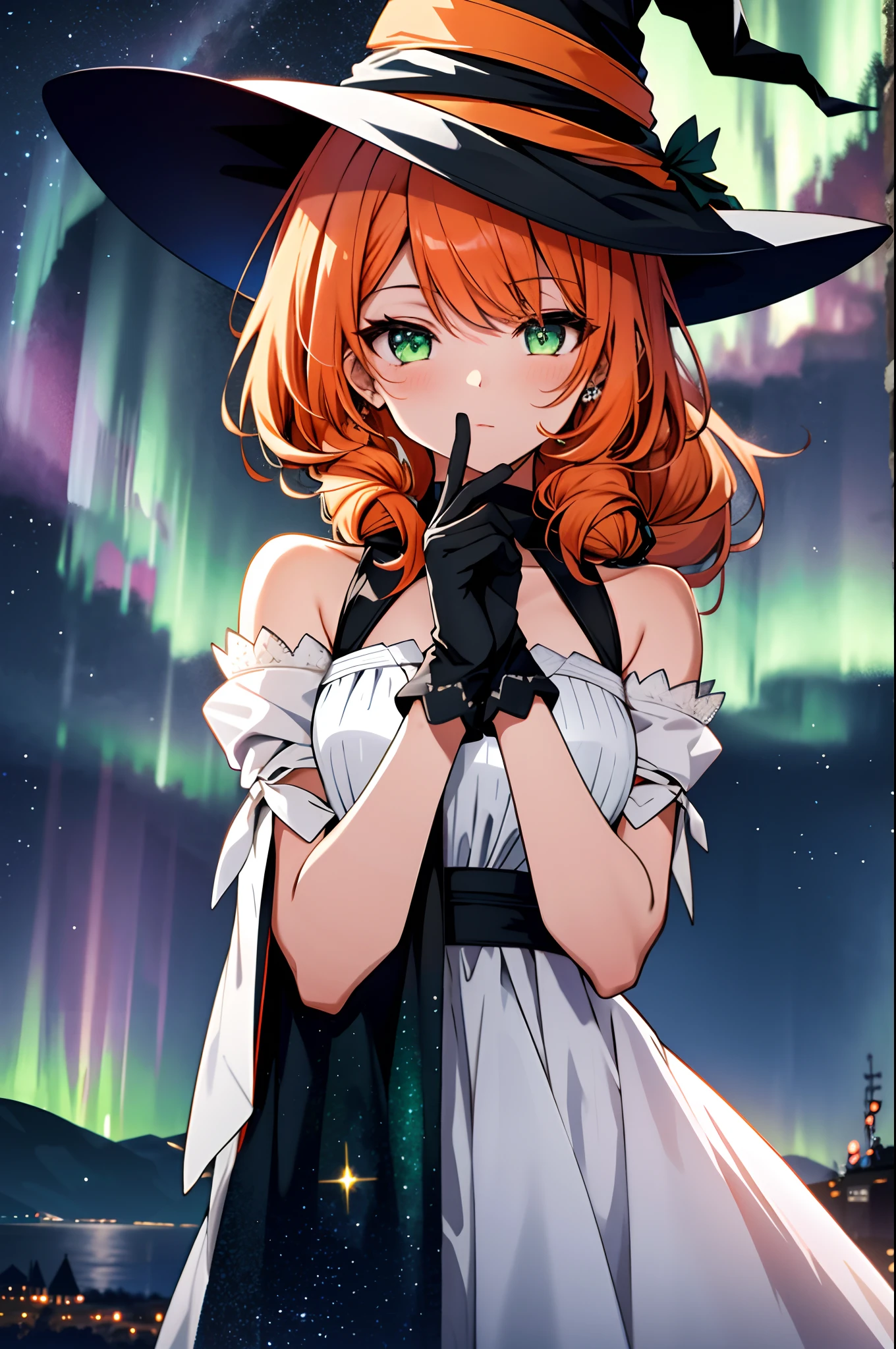 A woman in a witch hat and dress with a black hat - SeaArt AI