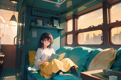 Create exquisite illustrations reminiscent of Makoto Shinkai's style, It has ultra-fine details and top-notch quality. The room ...