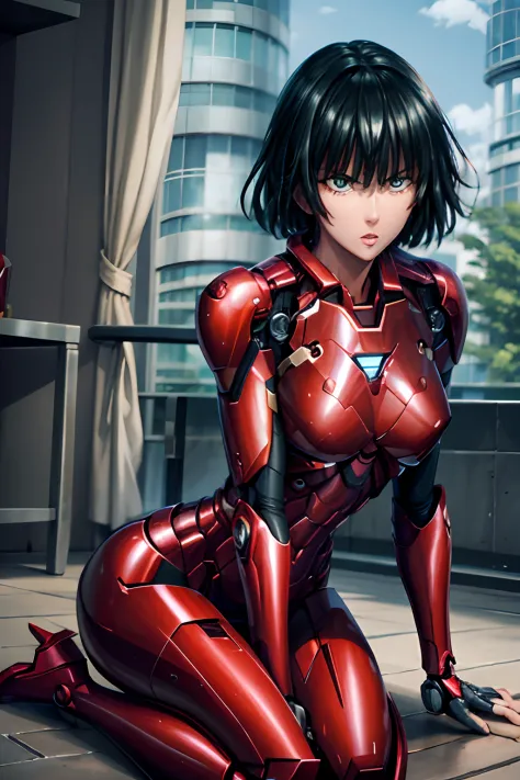 Fubuki, una mujer sexy y atractiva inspirada en Iron Man con un brillante robot de Iron Man. Se viste con sensualidad y confianz...