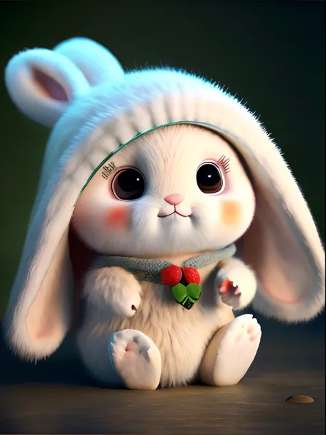 : 3. Rabbit, realistic, hairy, clothed animal, apple, dark circles, blush, cherry, food, fruit, full body, hat, non-human, strawberry, tomato, watermelon ,