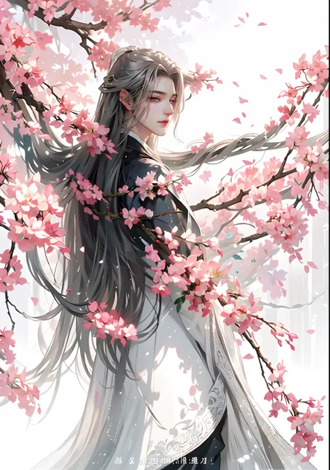 (extreamly delicate and beautiful:1.2), 8k, (tmasterpiece, best:1.0), , (long_silver_hair_male:1.5), upper body body, a long_hai...