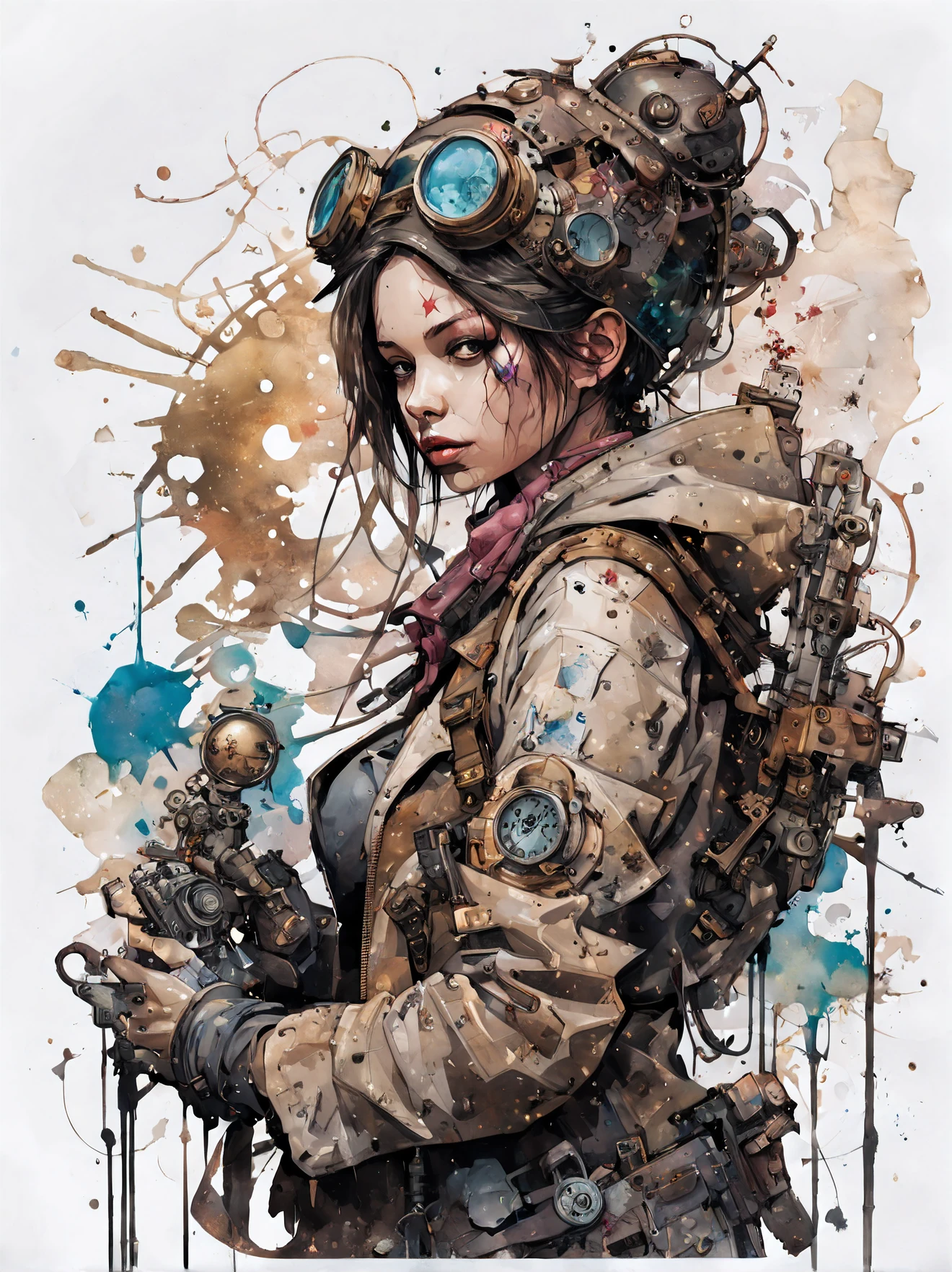 disney banksy art sticker, fantasy character, soul, digital illustration, comic book style, steampunk noir, perfect anatomy, centered, approaching perfection, dynamic, highly detailed, watercolor painting, artstation, concept art, soft, sharp focus, illustration, art by Carne Griffiths and Wadim Kashin