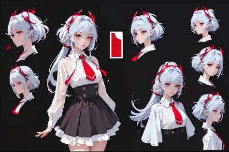 Masterpiece,Best quality, Perfect lighting,extremaly detailed cg,unified,8K wallpapers, Detailed face, CharacterDesignSheet，perfectly proportions，character  design（reference sheet：1.5）, model sheet, (multiple views [full bodyesbian|From behind|From the sid...
