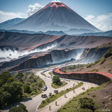 CG blockbusters((Snow-topped active volcano) (Masterpiece, Top quality, Best quality, offcial art, Beauty and aesthetics: 1.2), ...