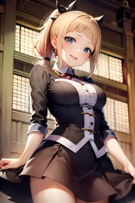 united kingdom, ((british clothing:1.5)), ((skirt by the:1.5)), break ha, very detailed face and eyes, ((kyoto animation style))...