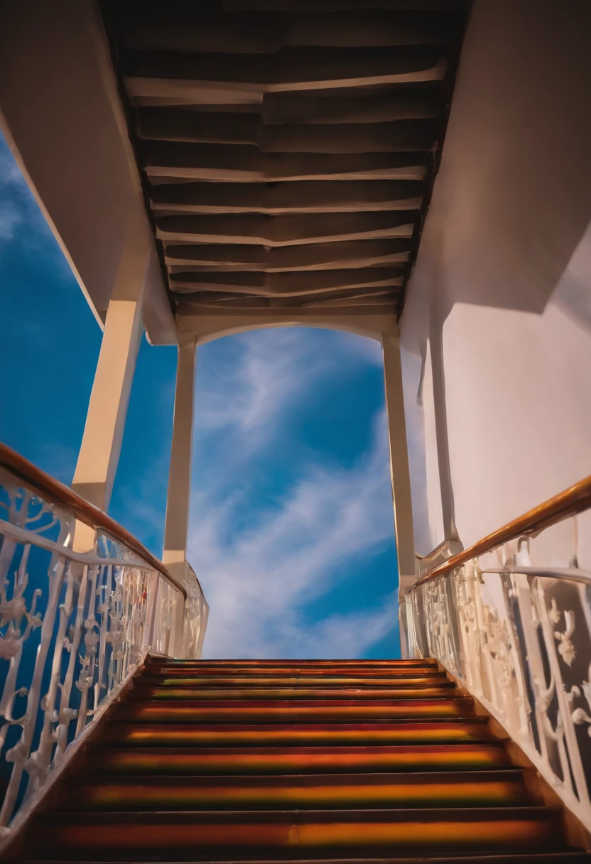 Escaleras de madera. Pasamanos de escalera closeup. - Imagen