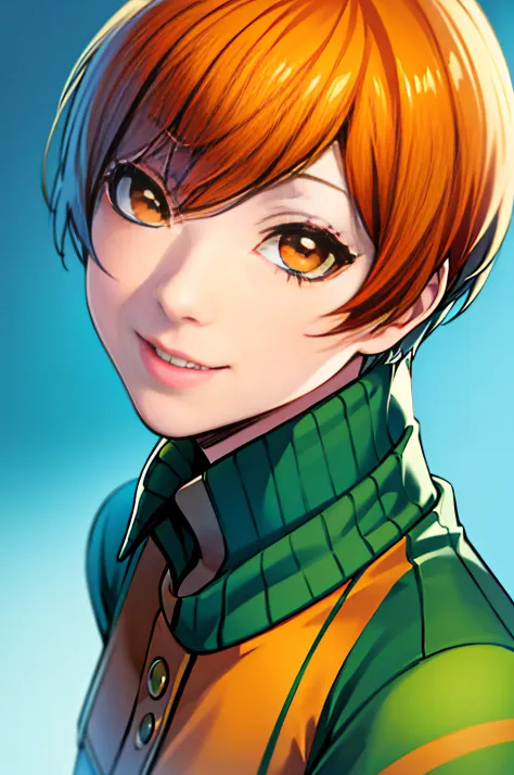 Best Quality,Ultra-detailed,realistic portrait, bright colours, intense lighting, Chie Satonaka (Person 4), beautiful detail eye...