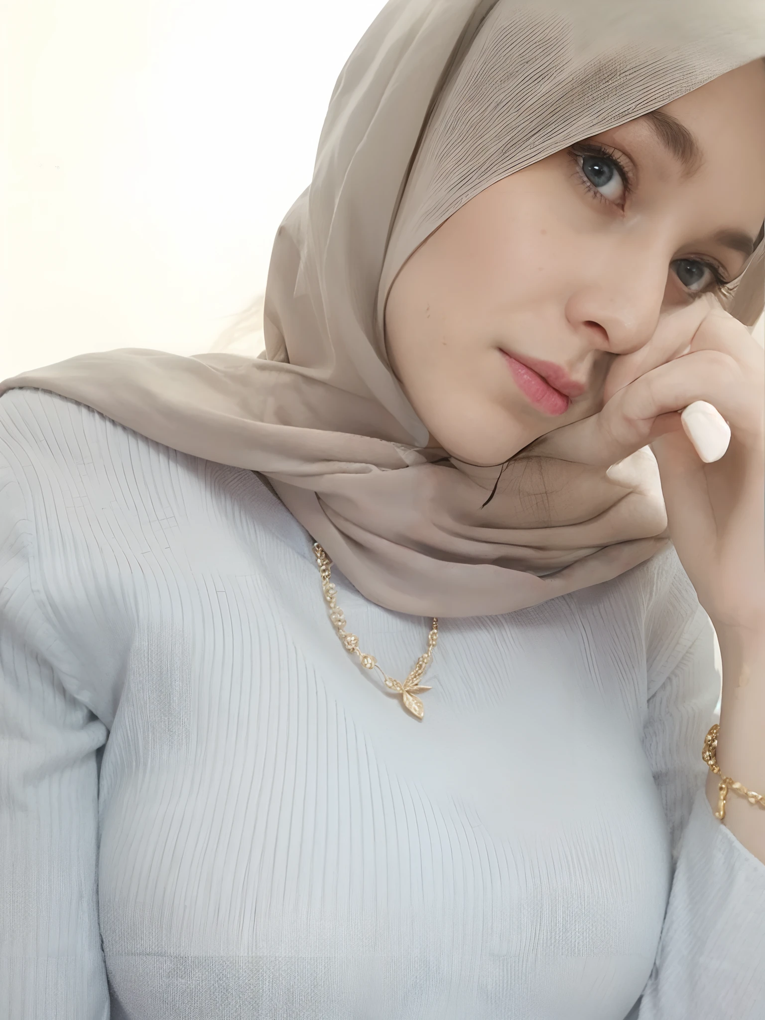 Muslim woman wearing a hijab and a necklace with a star - SeaArt AI