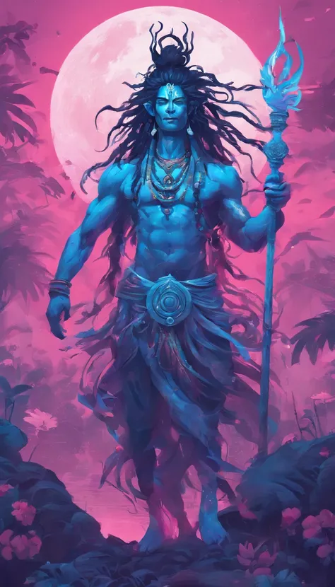 Blue skin，dreadlock hair，Mahakal , dark there ,Male Lord Shiva，slender ...