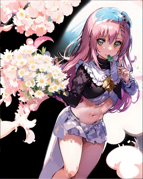 Female one、(Katsura daisies(Like Hayate))teats、Mouth hold、Black Bikini、A pink-haired、long、Navel、