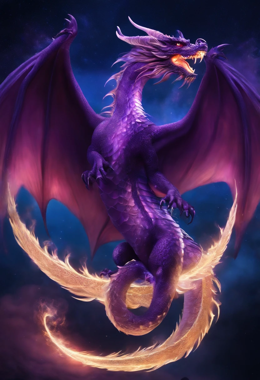 Dragon céleste; seulement; flammes violettes; cosmique; explosion; Calamité