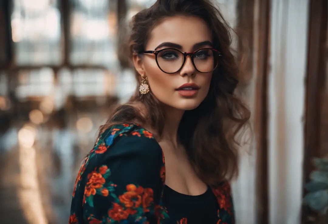 NSFW girl with cum on her face wearing glasses