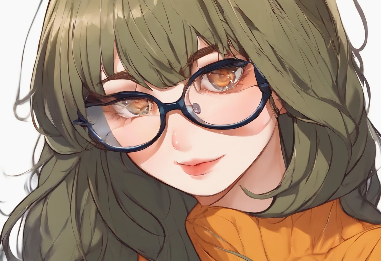 Chica anime con gafas y una camisa amarilla mirando a la cámara. - SeaArt AI