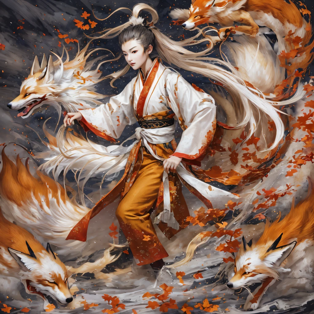 Nine-tailed fox 32 mil，Reino do Demônio Imortal Vermelho e Branco, Encontro casual com Liu Hanshu, Ele viu nele seu antigo eu, Foi decidido levá-lo como aprendiz, Ensine-o a se proteger, Mas por causa do mapa estelar tibetano, Phoenix e a família Liu、A Seita Espada de Jade estabelece relacionamentos, Abre com a morte de Liu Hanshu, Qin Yu embarcou no caminho do confronto com um inimigo forte, Trabalhando duro, Torne-se mais forte, Atenha-se ao seu próprio caminho principal de justiça, （Raposa de nove caudas）olhos cheios de raiva，A raposa vermelha e branca de nove caudas cerrou os punhos，Apresse-se，Dê um golpe fatal em seu oponente，corpo inteiro lésbica，Full body nine-tailed fox male mage 32 mil（Obra-prima Canyon Ultra HD）Fenghuang（desfiladeiros）Suba pelas ruas， O cenário da explosão（Raposa de nove caudas）， （dragões）， A postura de luta furiosa da raposa de nove caudas， olhando para o chão， Bandana de linho batik， Vestuário chinês de mangas compridas com padrão vermelho e branco， Raposa de nove caudas vermelha e branca Canyon（Respingo abstrato de propileno：1.2）vermelho branco（realisticamente：1.4），Cabelo de cor preta，Farinha esvoaçante，fundo do arco-íris， Uma alta resolução， o detalhe， Fotografia RAW， re afiado， Filme Nikon D850 Foto stock de Jefferies Lee 4 Kodak Portra 400 Camera F1.6 tiros, cores ricas, texturas vívidas ultra-realistas, iluminação dramática, Tendência da estação de arte do Unreal Engine, Cinestir 800，Névoa esvoaçante vermelha e branca,（（（Desfiladeiro da Selva）））Os feridos alinhados nas ruas（vale）Suba pelas ruas，Qualidade de imagem em tempo real do Movie Master（obra-prima，k hd，hiper HD，32 mil） （Cachecol batik de linho）， Combat posture， olhando para o chão， Bandana de linho， Vestuário chinês de manga comprida com padrão de raposa de nove caudas， Raposa de nove caudas matinal（Respingo abstrato de guache：1.2）， Fundo de relâmpago de nuvens escuras，aspersão