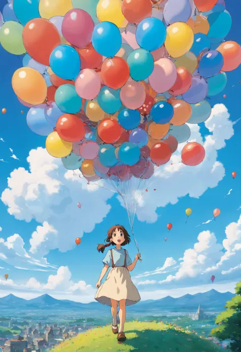 kids, cute little girl anime cartoon with balloons decoration vector  illustration Stock Vector Image & Art - Alamy