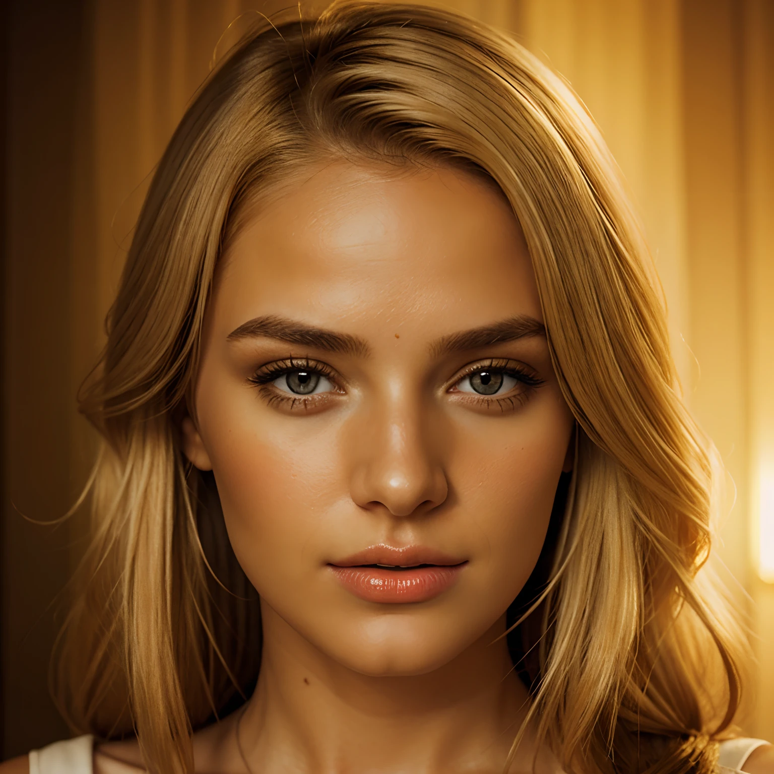 a beautiful blonde girl in an posing for a photo, in the style of y2k aesthetic, reylia slaby, light orange and light brown, charles philipon, exaggerated facial features, voluminous mass, iconic american ultrarealistic skin texture